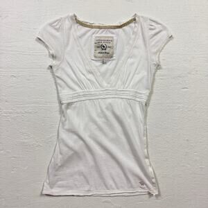 Y2K Abercrombie & Fitch White Tie-Back Empire Waist Top, Size Small